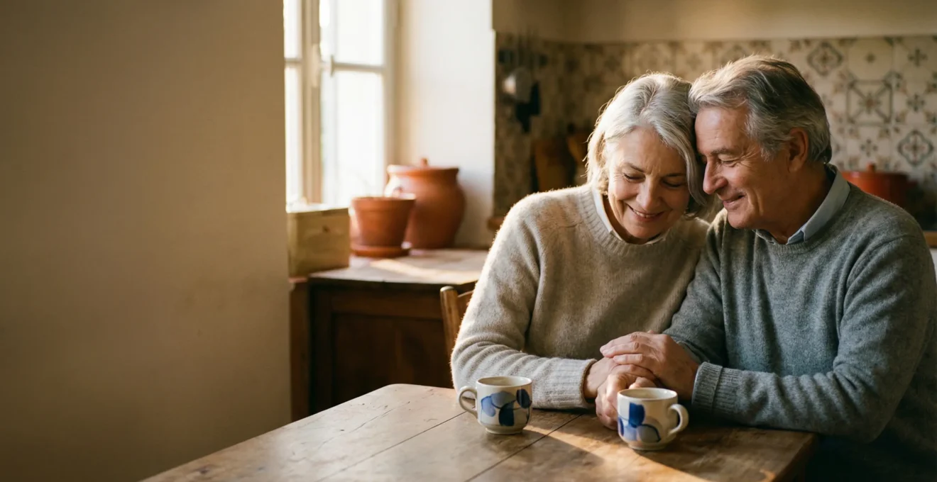 Couple de seniors français consultant des documents financiers ensemble