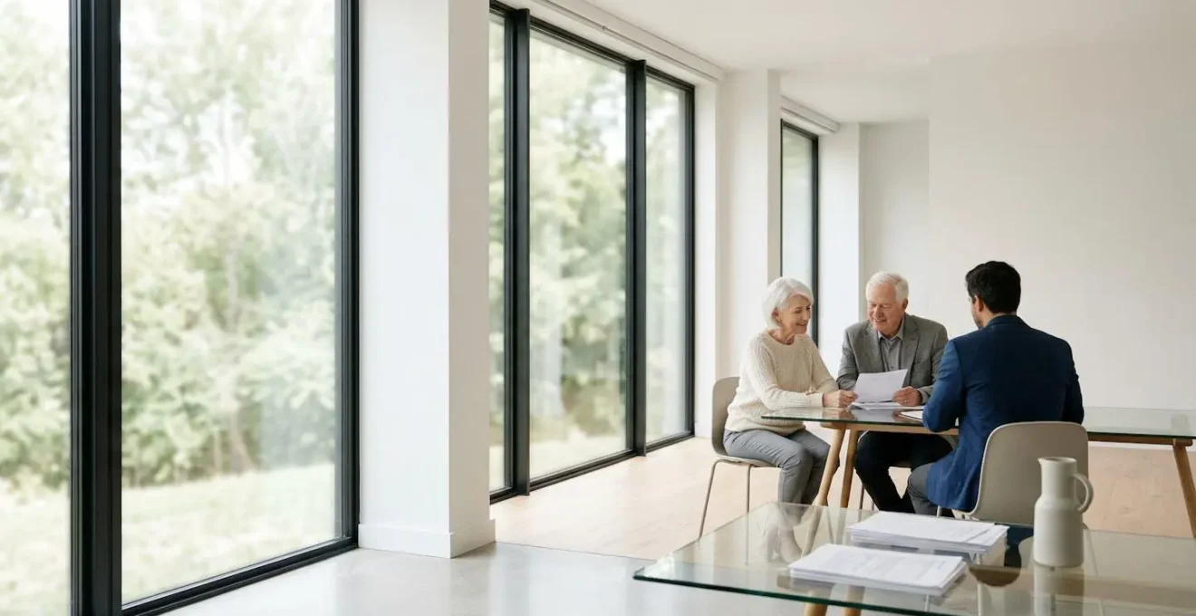 Couple senior consultant des documents de succession avec conseiller