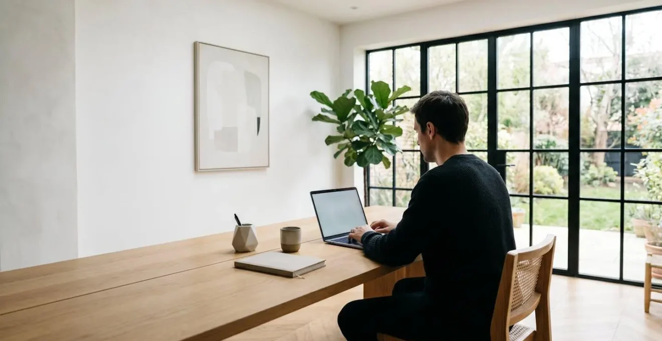 Entrepreneur effectuant ses démarches d'immatriculation LMNP en ligne sur ordinateur