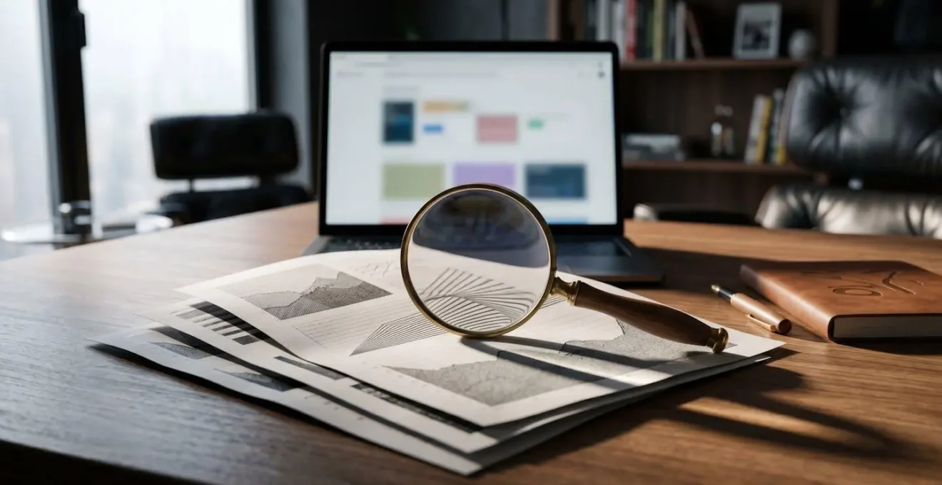 Bureau moderne avec documents financiers pour analyse de solvabilité