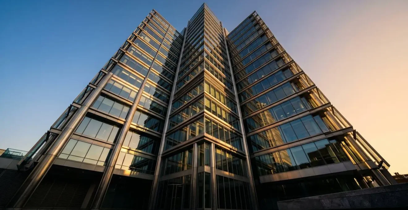 Visualisation métaphorique de la hiérarchie des risques en financement immobilier avec des étages d'un immeuble