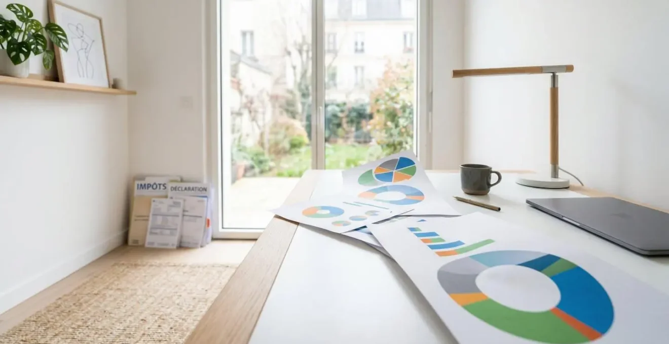 Tableau de bord visuel avec graphiques circulaires montrant la répartition des niches fiscales