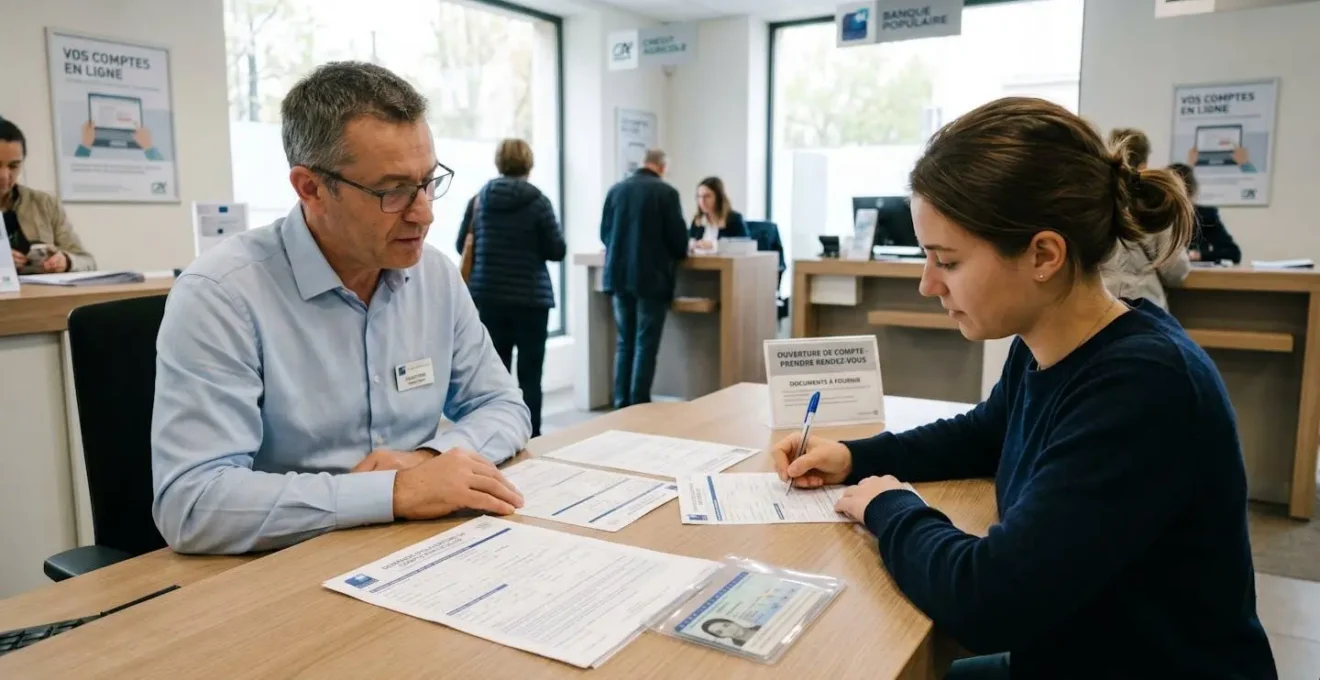 Formulaires d'ouverture de compte bancaire français sur guichet avec pièce d'identité